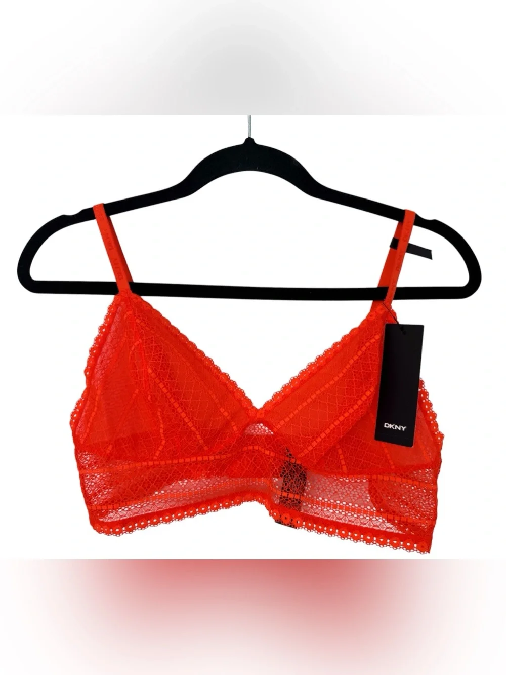 DKNY Orange Lace Wireless Bralette, Size XL - NWT - Picture 2 of 8